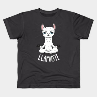 Llamaste - Yoga Llama - white design Kids T-Shirt